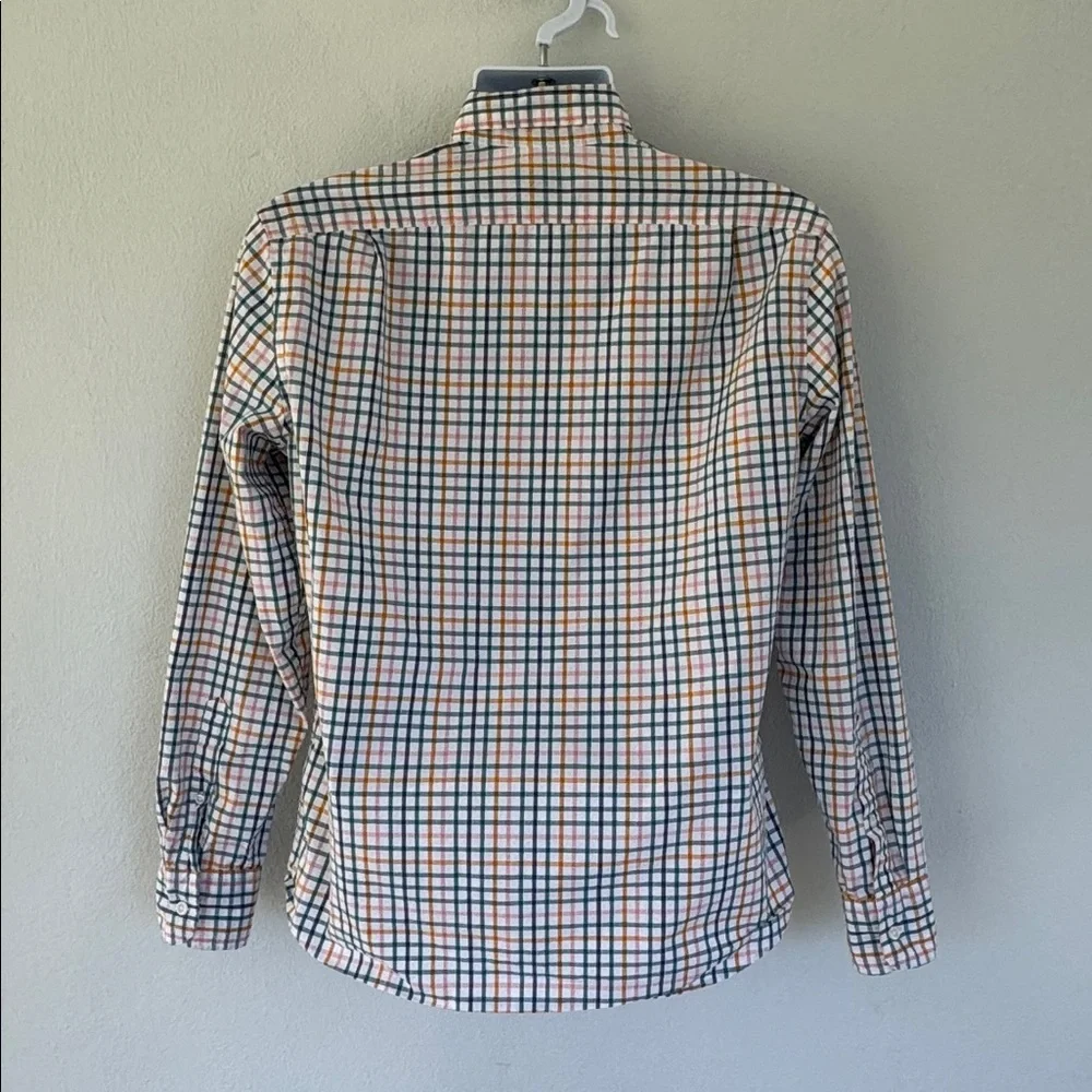 J. Crew orange green flex washed slim untucked button down dress shirt medium